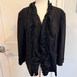 Alice + Olivia Black Ruffled Blazer